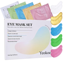 Yeokoe eye patches collagen-retinol close-up, targeting fine lines around the eyes
