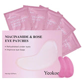 Yeokoe rose-hydration eye patches close-up show moisture delivery.