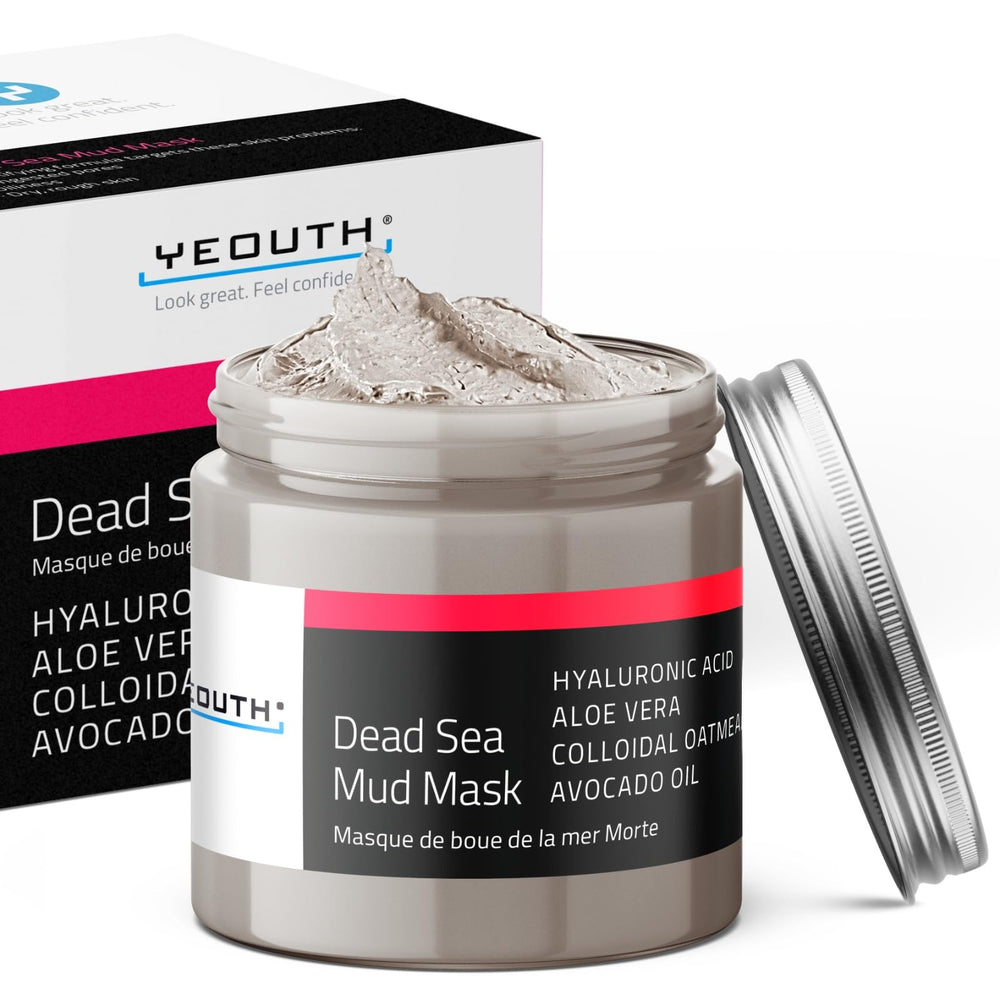 YEOUTH Dead Sea Mud Mask bottle shown for easy daily use and spa-like results