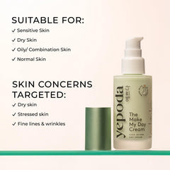 Yepoda Make My Day Cream ceramide close-up emphasizing moisture barrier support.