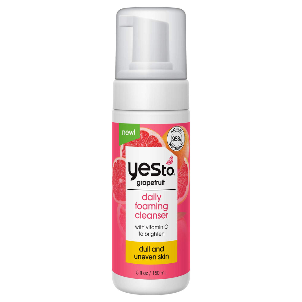 Yes To Grapefruit daily foaming cleanser bottle pump cleanses gently while removing surface impurities
