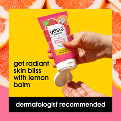 Packaging label close-up for Yes To Grapefruit Daily Scrub, emphasizing cruelty-free values.