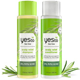 Yes To Tea Tree & Sage Oil Shampoo bottle for soothing scalp cleansing.