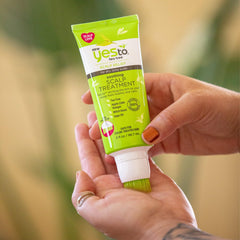Yes To Tea Tree Scalp Treatment packaging showcasing natural ingredients.