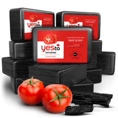 Yes To Tomatoes charcoal bar soap in wet lather for purifying cleansing