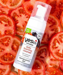 Yes To Tomatoes dermatologist-tested label emphasizes gentle care with natural ingredients.