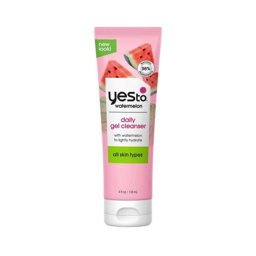 Yes To Watermelon Cleanser bottle showing gel-to-foam action for daily cleansing