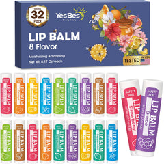 YesBes 32-pack lip balm vanilla: hydrating formula for everyday lip care