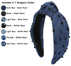 YETASI denim blue headband topknot adds instant polish to any outfit.