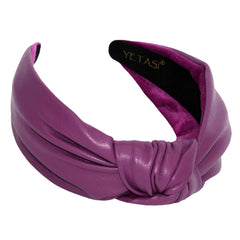 YETASI purple leather knotted headband for women adds instant polish to any look.