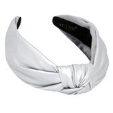 Yetasi silver faux leather headband knotted adds instant elegance to any outfit.