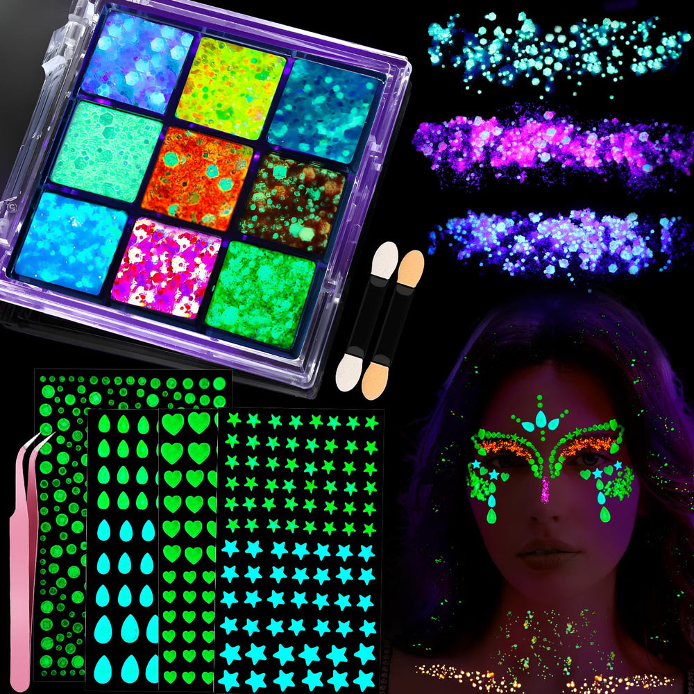 YGDZ glow-body-glitter-gel enhances UV glow for festivals and parties.