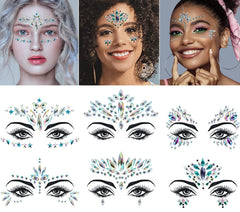 YHmall Mermaid face jewels design on face highlights intricate pre-arranged patterns