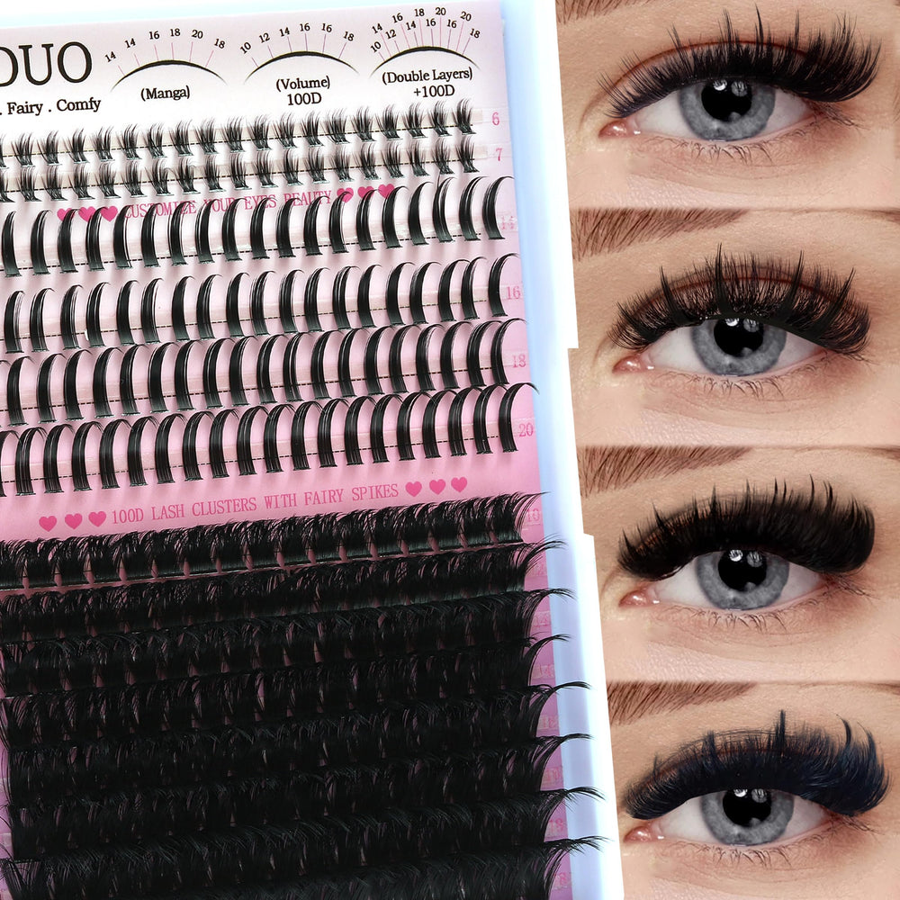 YIDUO lashes clusters with spikes bottom, dramatic anime-inspired volume for bold eyes.