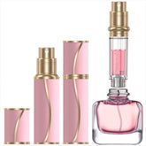 YIERSO 10ml travel perfume atomizer with pink leather shell for on-the-go fragrance.