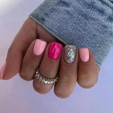 YIHONGYAN press on nails short square gloss for quick salon-style manicure.