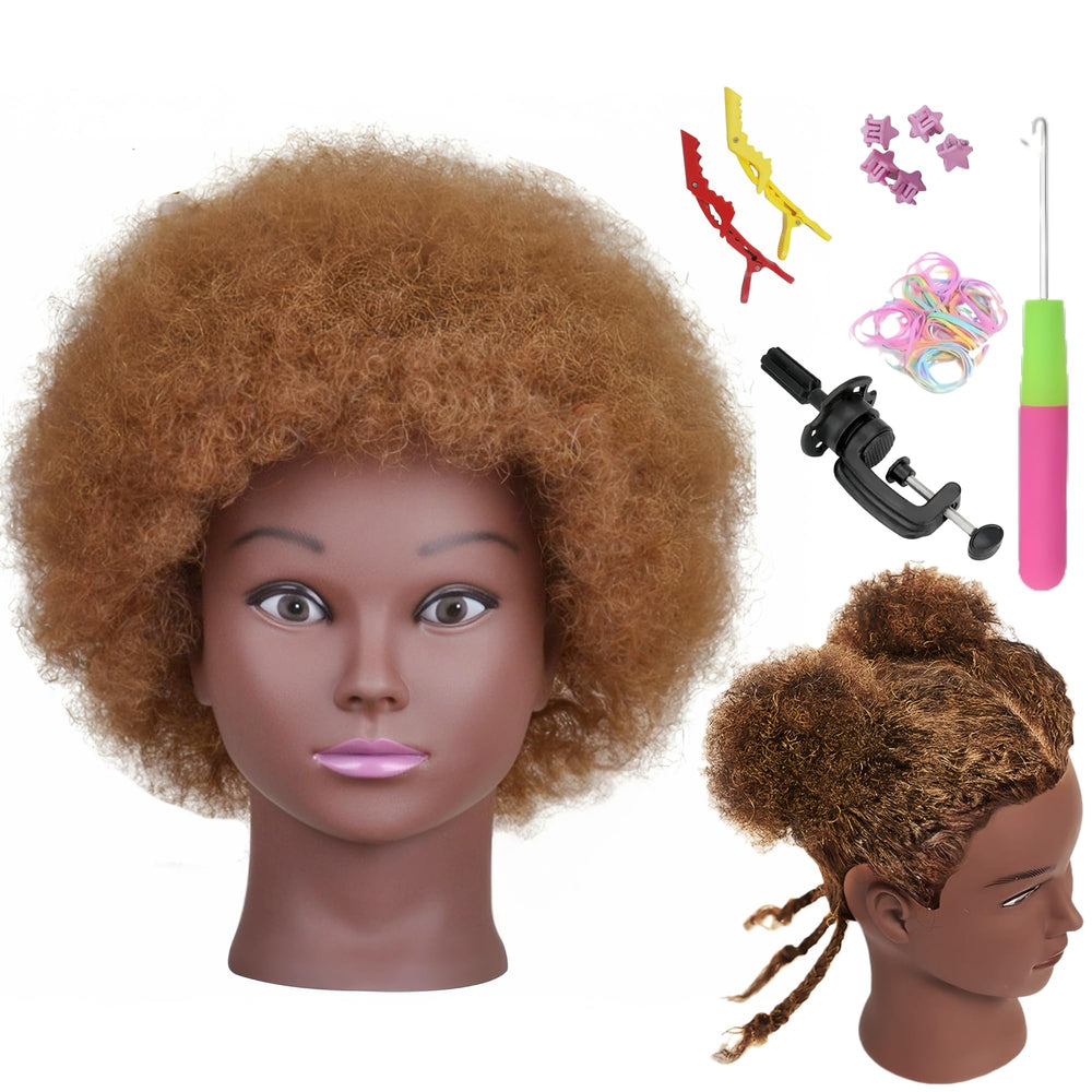 Yiifiulyn Afro Curly mannequin head for braiding practice and style experimentation.