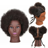 Yiifiulyn Afro mannequin head with 8-inch curly hair for braiding practice