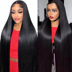 Yijimei 32-inch lace front wig with straight hair and natural hairline for daily wear.