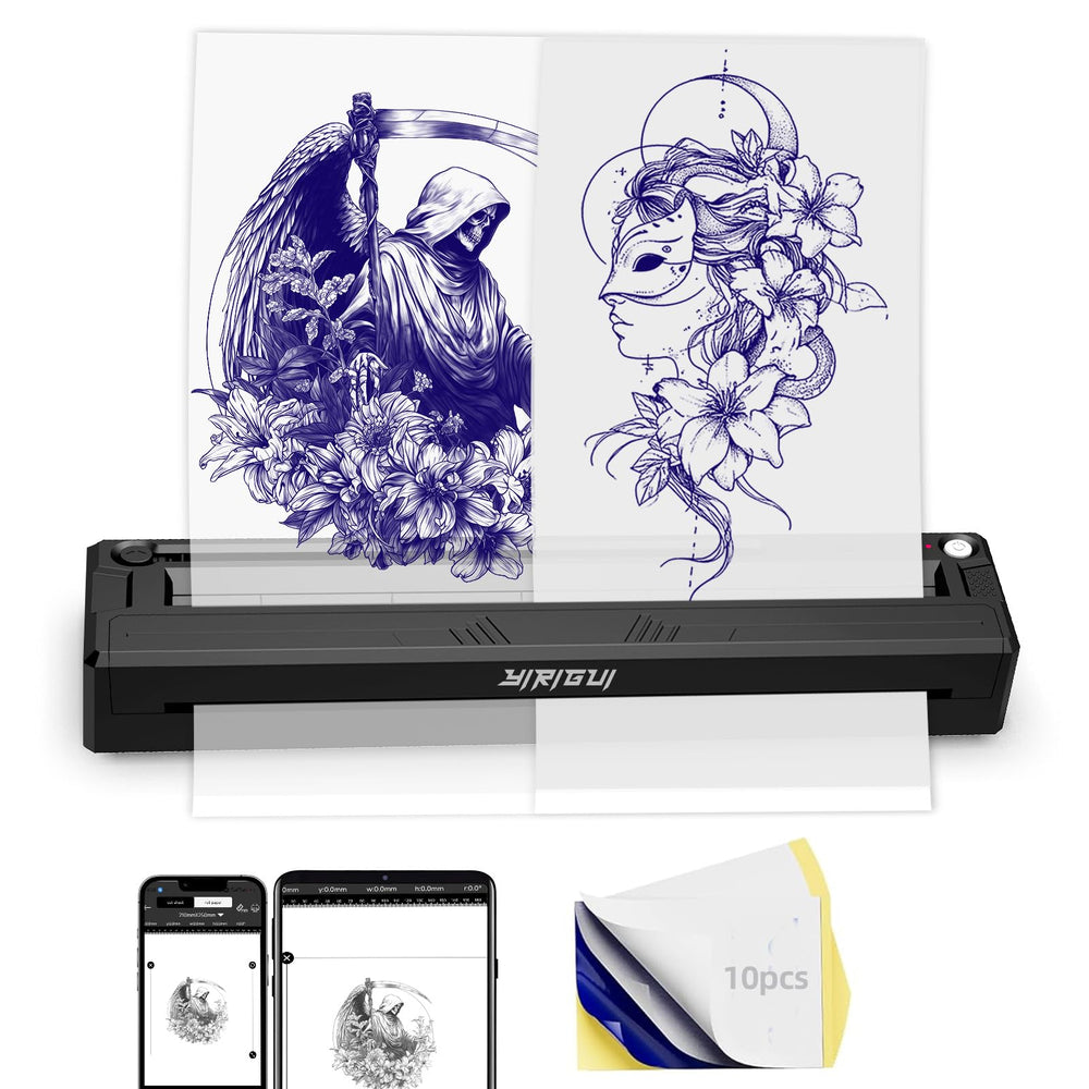 YIRIGUI tattoo stencil printer in portable setup for on-the-go artists.