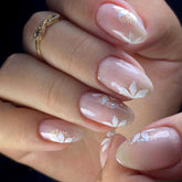 YKZFUI glitter pink press-on nails with flower design for quick, salon-like manicure.