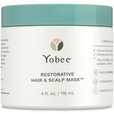 Yobee Restorative Scalp Mask bottle close-up showing probiotic formula for healthier scalp