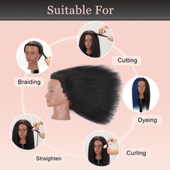 YODIDI mannequin head in salon setting ideal for cutting and curling.