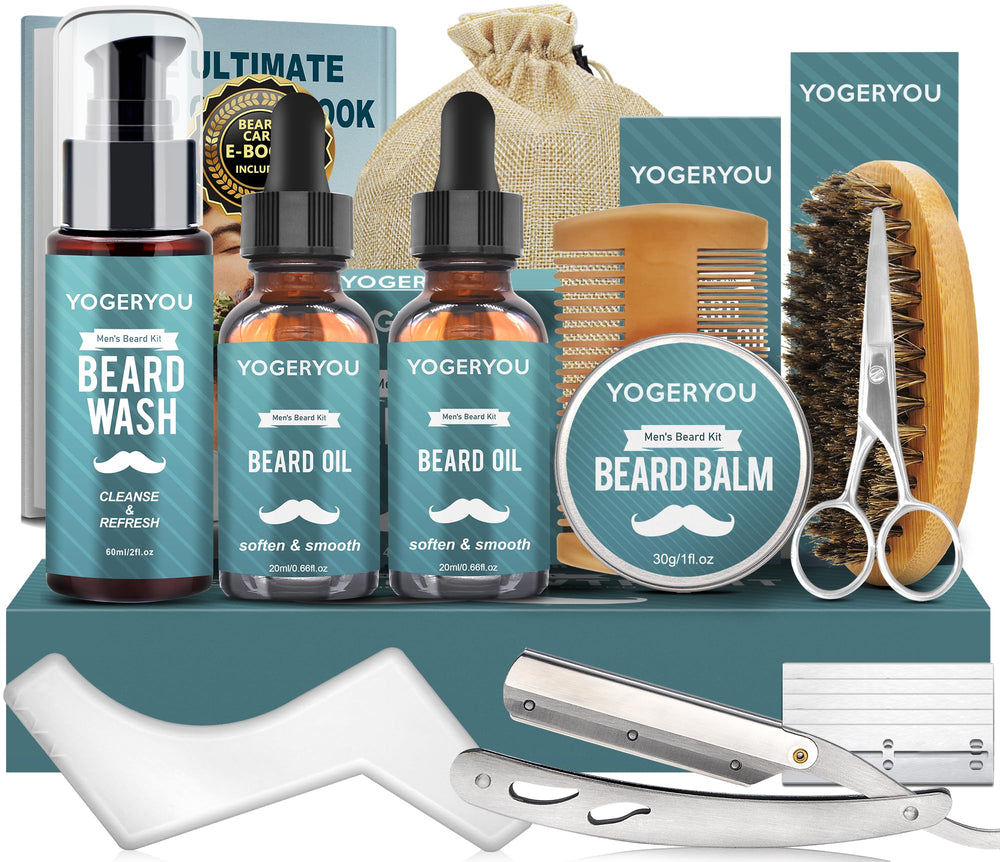 YogerYou Beard Kit with straight razor for precise grooming and a refined look