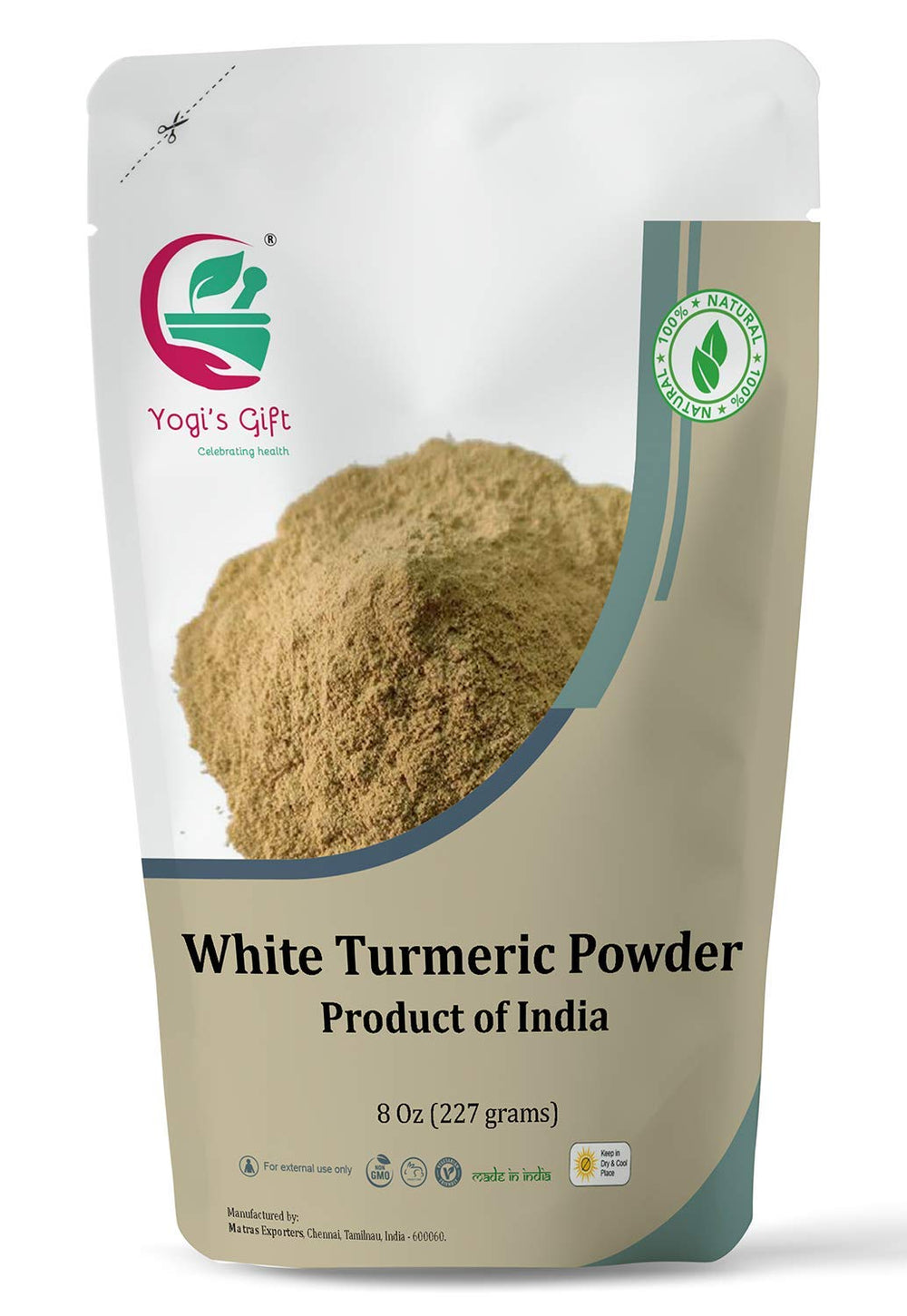 YOGI’S GIFT White Turmeric Powder bottle for herbal skin care benefits