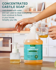 Pouring with a pump reveals convenient, easy-to-use Yoken Castile Soap.