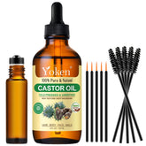 Yoken castor oil in amber bottle protecting freshness for skin and hair