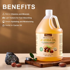 Yoken jojoba oil single-ingredient label emphasizing purity.