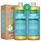 Yoken Pure Castile Soap bottle for gentle unscented cleansing on skin and surfaces.