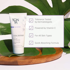 Yon-Ka Paris Age Defense application on face and neck promotes even hydration.