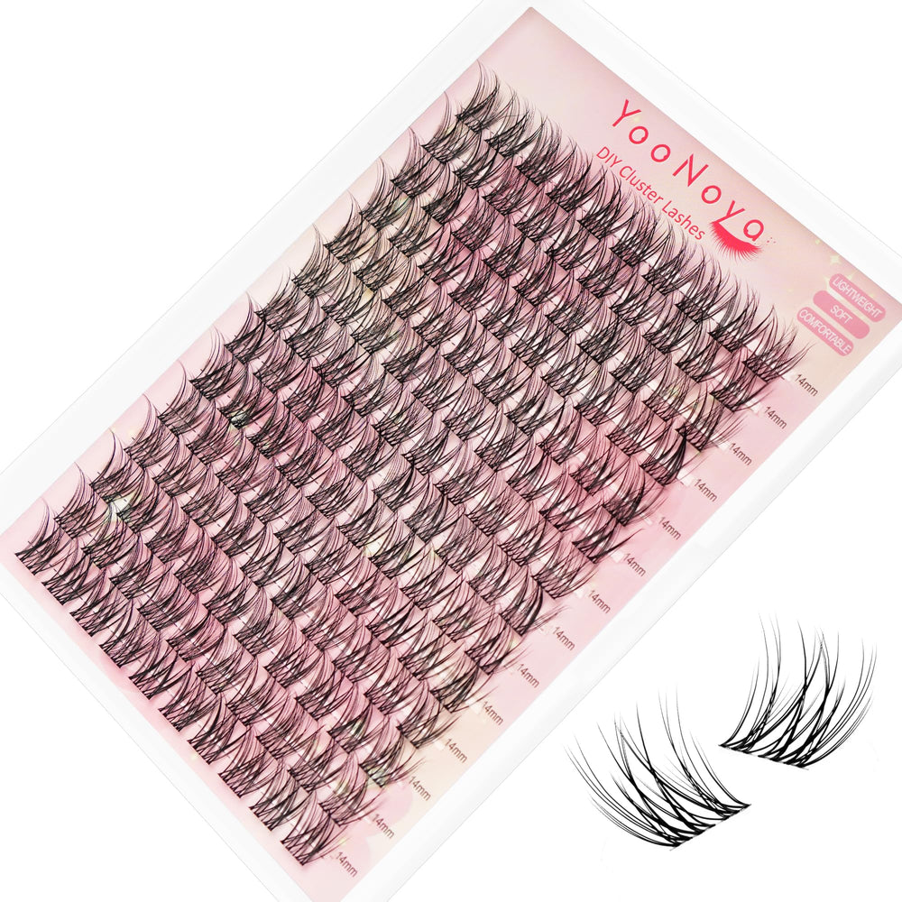 Yoonoya wispy lash clusters 14mm for natural flutter and easy application.