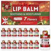 Yopela 42-pack Christmas lip balm box with six flavors for gifting and daily use