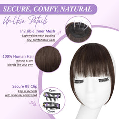 Yorda Bangs Hair Clip dark brown color matching natural hair