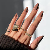 YOSOMK coffee brown press-on nails in almond medium shape for a quick at-home manicure