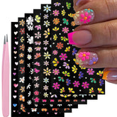 YOSOMMK flower nail stickers six sheets for vibrant at-home manicures.