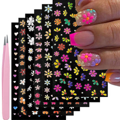 YOSOMMK flower nail stickers six sheets for vibrant at-home manicures.