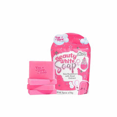 You Glow Babe Beauty White Soap bar close-up on packaging for radiant skin