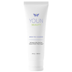 YOUN Beauty Green Tea Cleanser bottle highlights a hydrating daily formula