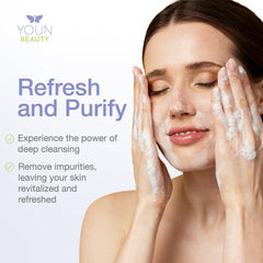 YOUN Beauty Green Tea Cleanser features Chamomile to calm redness