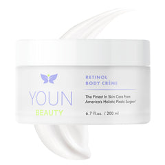 YOUN Beauty Retinol Body Creme bottle shown with premium packaging and hydration benefits