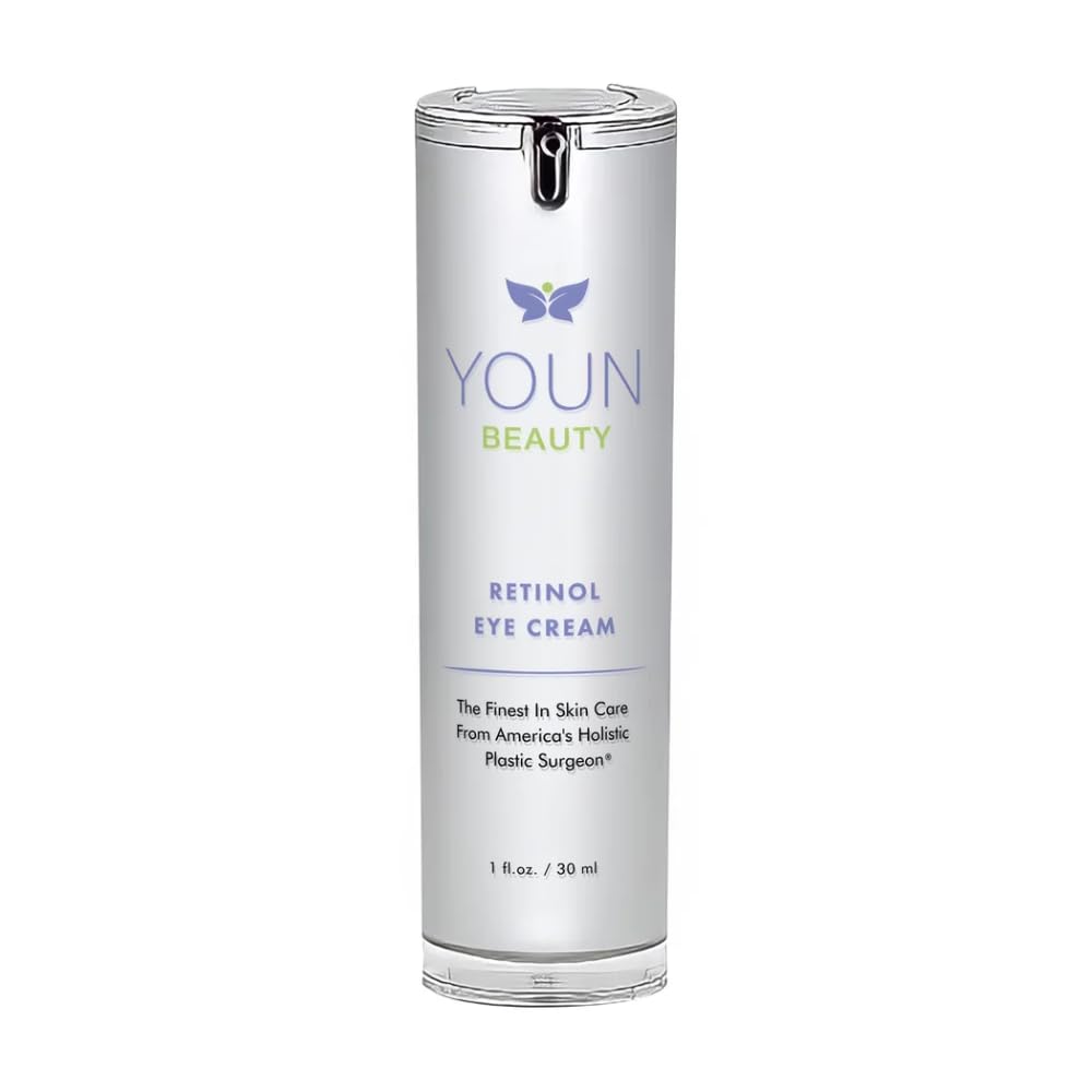 YOUN Beauty Retinol Eye Cream bottle close-up highlighting hydration-ready formula.