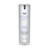 YOUN Beauty Retinol Eye Cream bottle close-up highlighting hydration-ready formula.