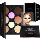 Youngfocus contour palette with 8 shades for precise sculpting of cheekbones and jawline.