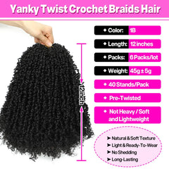 Youngther Yanky Twist crochet hair no-tangle design supports easy maintenance and styling.