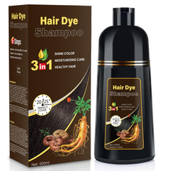 YOURTONE Hair Dye Shampoo bottle showing plant-based formula for gray hair coverage.