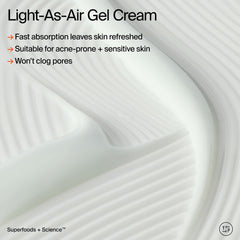 Whipped gel texture close-up showing fast absorption